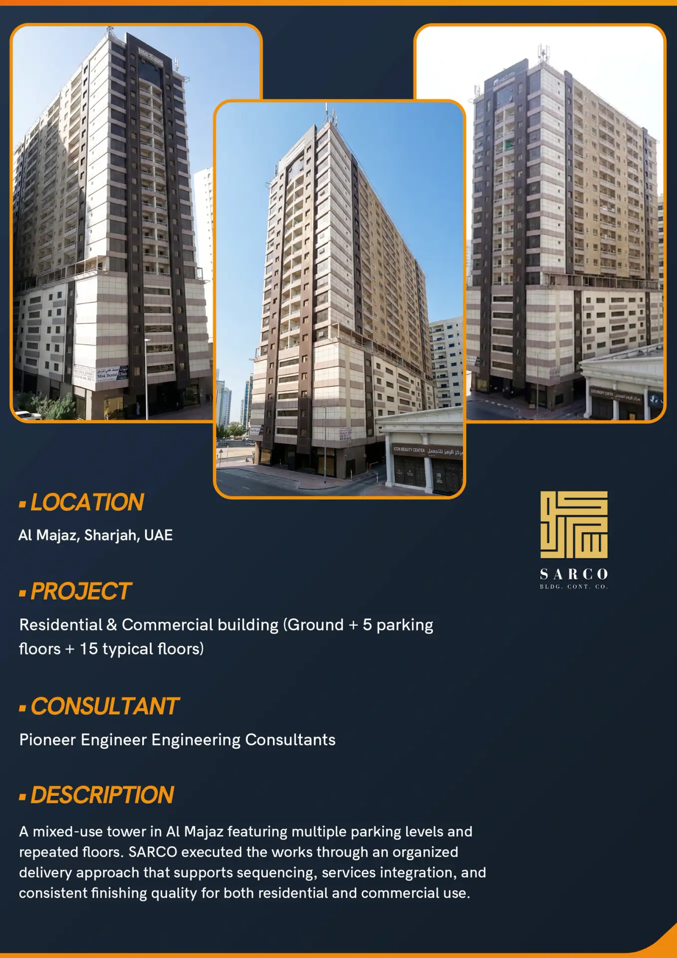 Residential & Commercial building (Ground + 5 parking floors + 15 typical floors)