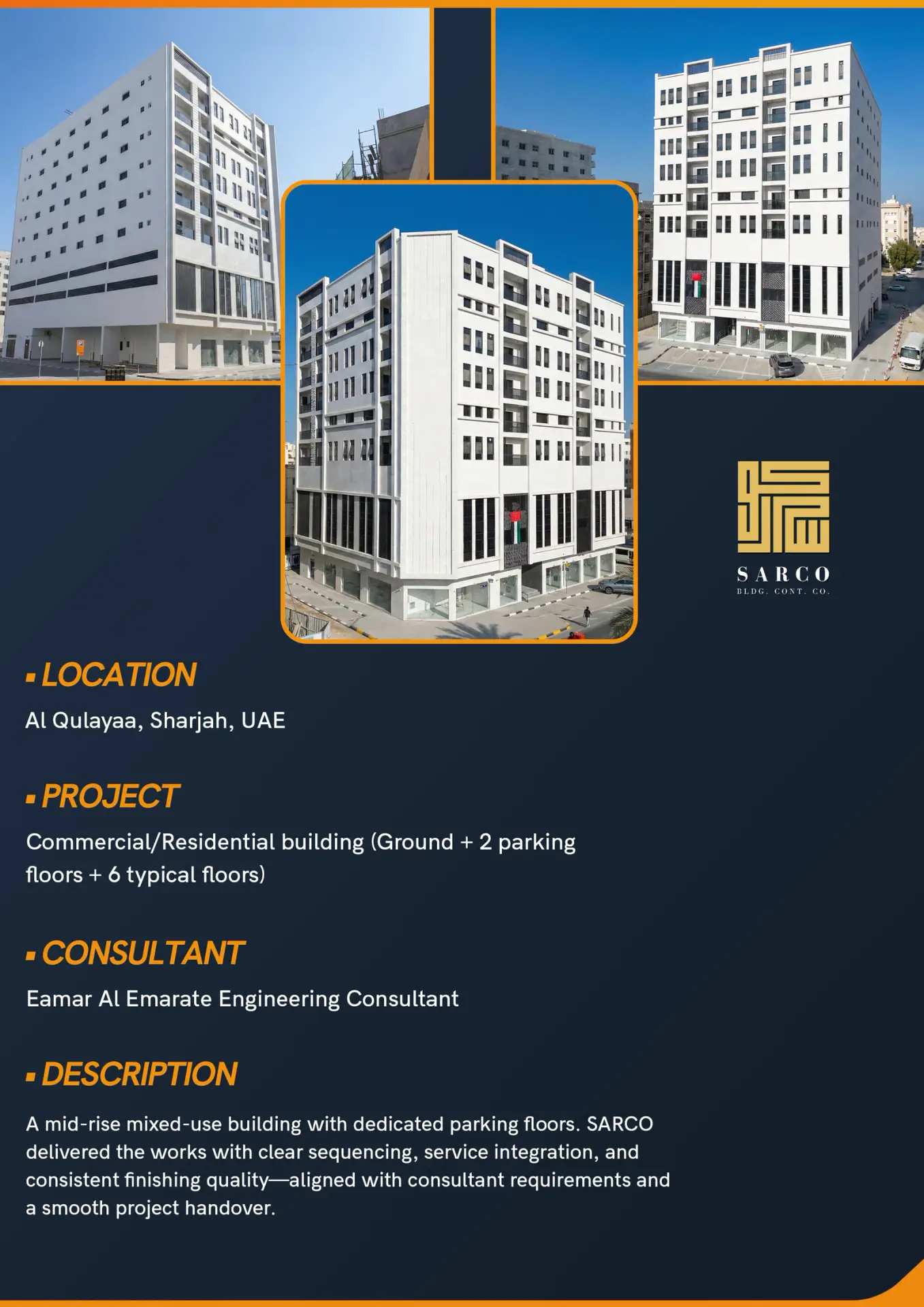 Commercial/Residential building (Ground + 2 parking floors + 6 typical floors)