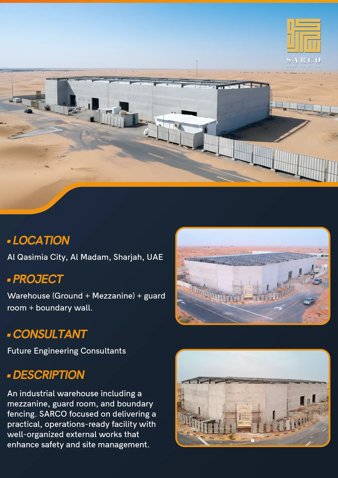 Warehouse (Ground + Mezzanine) + guard room + boundary wall.