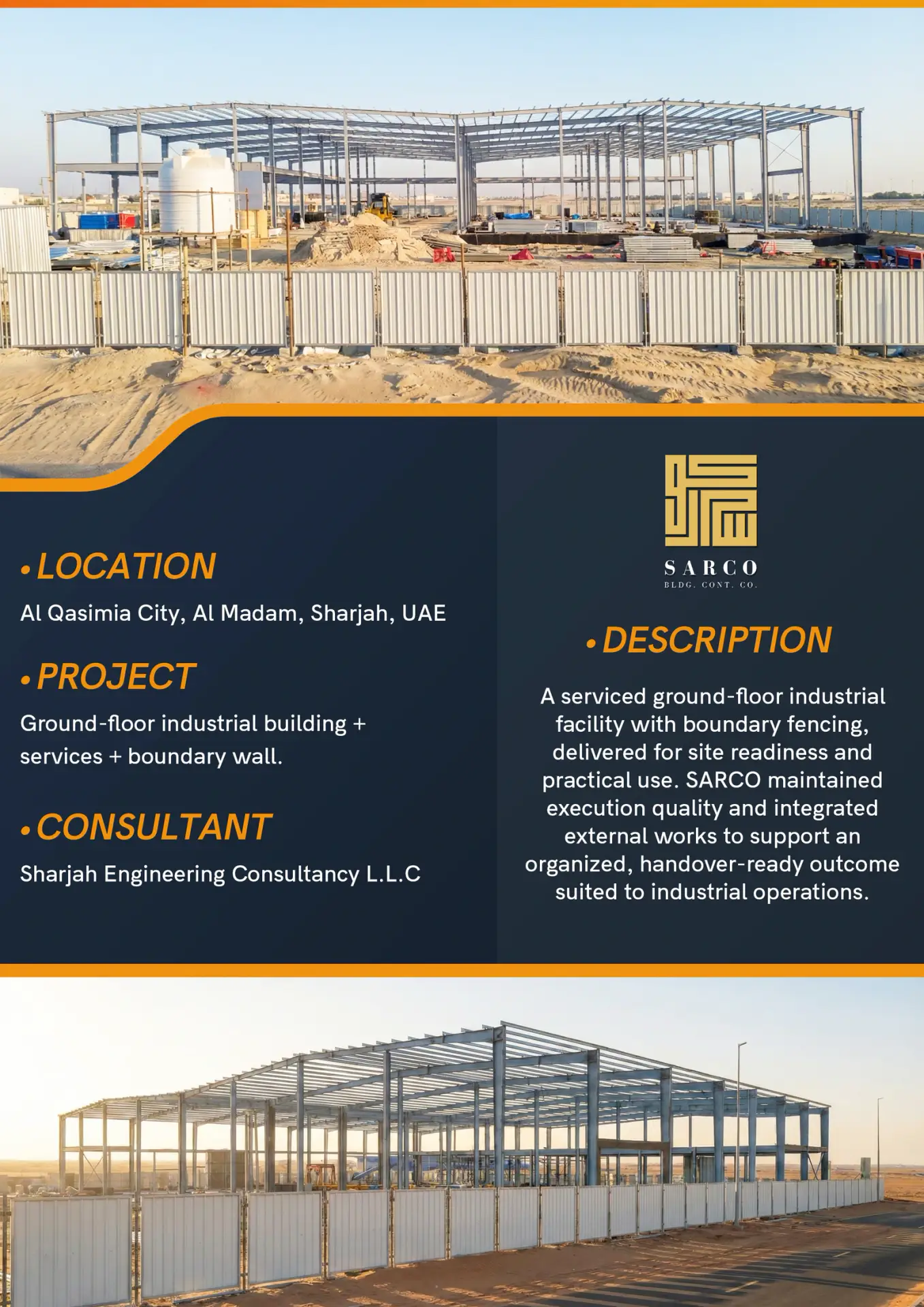 Ground-floor industrial building + services + boundary wall.