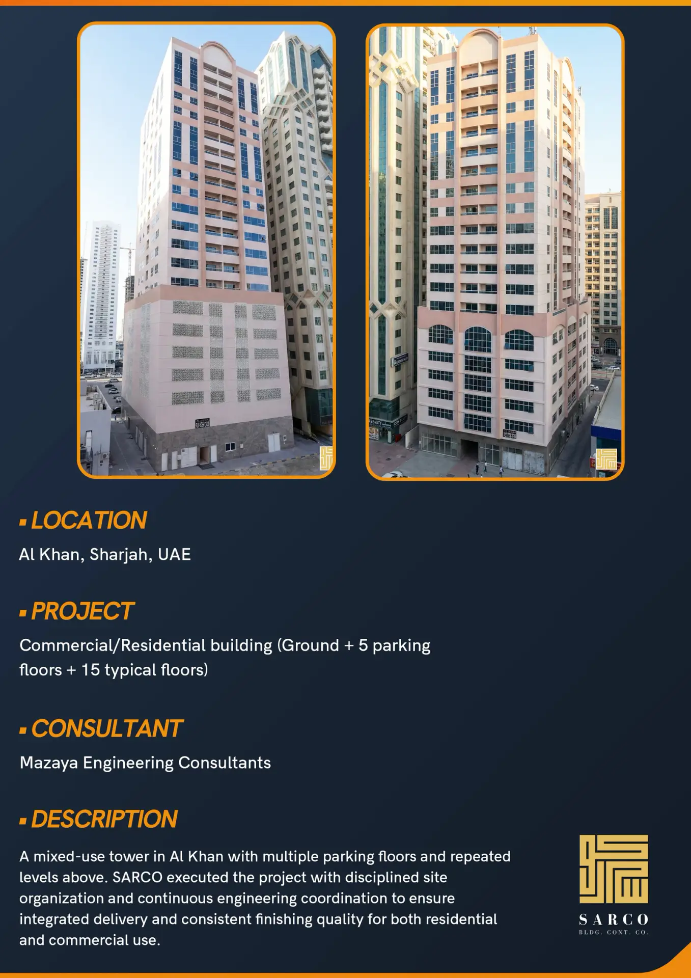 Commercial/Residential building (Ground + 5 parking floors + 15 typical floors)